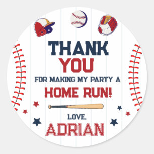 Sticker Rond Baseball Favoriser Merci Anniversaire