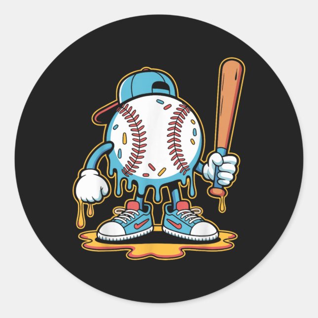 Sticker Rond Baseball Lifestyle 101 Tee Youth Baseball Drip Ice (Devant)