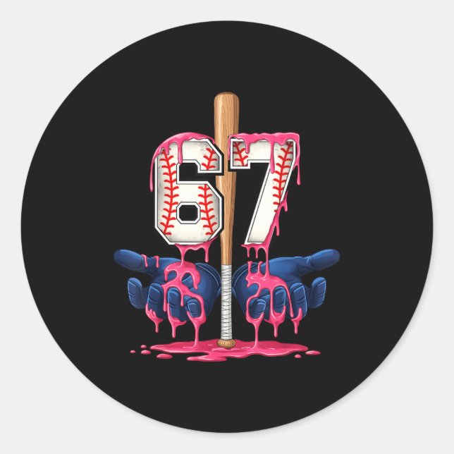 Sticker Rond Baseball Lifestyle Shirt Youth Baseball Glove Drip (Devant)