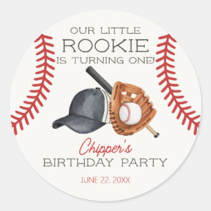 Sticker Rond Baseball Little Rookie Home Run Anniversaire