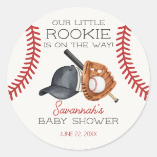 Sticker Rond Baseball Little Rookie Home Run Baby shower