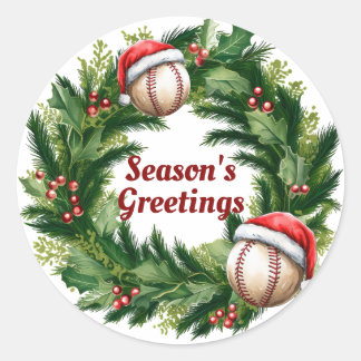 Sticker Rond Baseball personnalisable avec bonnet de Père Noël 