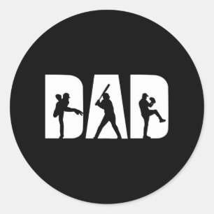Sticker Rond Baseball Player Papa Baseball Lovers Men Father Da
