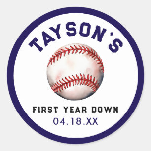Sticker Rond Baseball première année bas 1er anniversaire