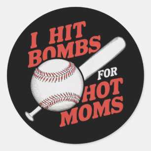 Sticker Rond Baseball Rétro Drôle Je frappe des bombes pour des