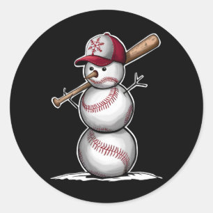 Sticker Rond Baseball Snowman Balls Neige Noël Noël Noël cadeau
