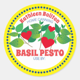 Sticker Rond Basil pesto coeur maison italienne en conserve