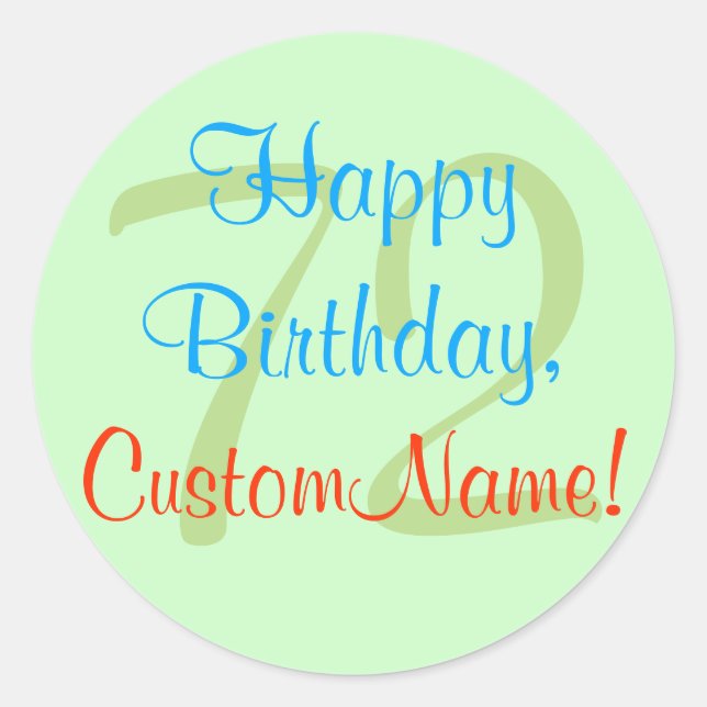 Sticker Rond Basique 72e anniversaire (Devant)