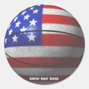 Sticker Rond Basket américain