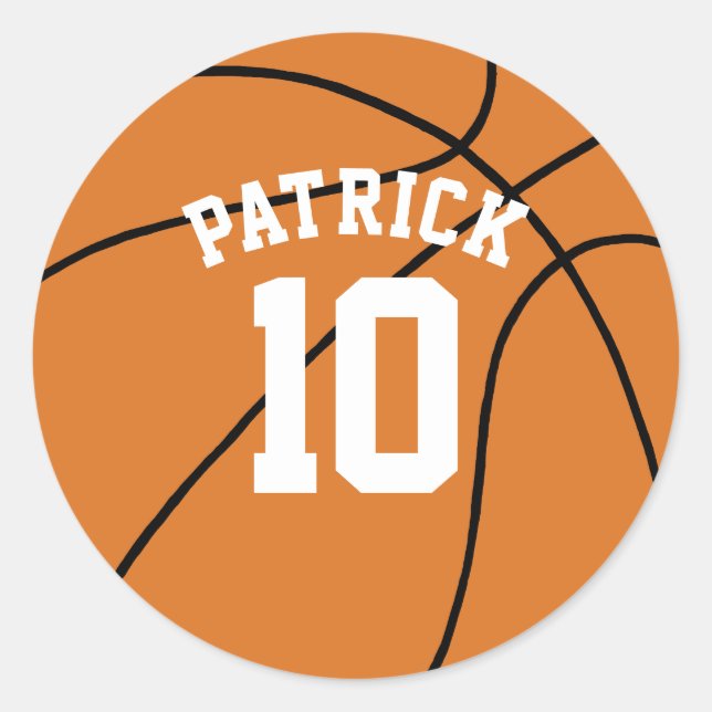Sticker Rond Basket avec nom et numéro d'équipe (Devant)