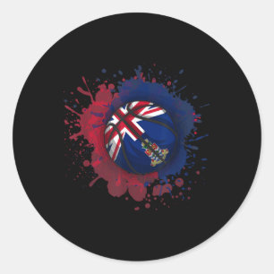 Sticker Rond Basket-Ball Avec Drapeau Des Îles Caïmans