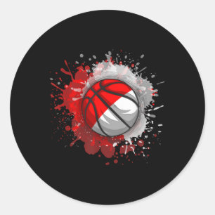 Sticker Rond Basket-ball avec drapeau indonésien