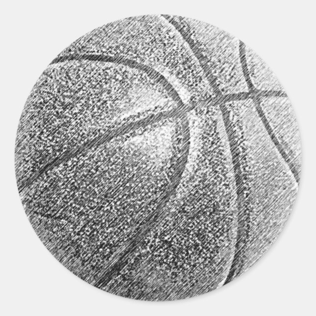 Sticker Rond Basket-ball avec effet crayon (Devant)