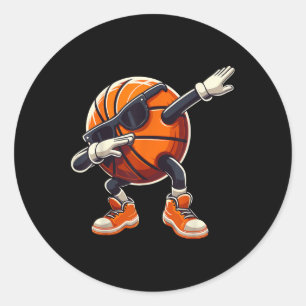 Sticker Rond Basket-Ball Avec Sungles Funny Basketb