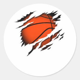 Sticker Rond Basket-Ball Dans Le Coeur Basketball Joueur Pion