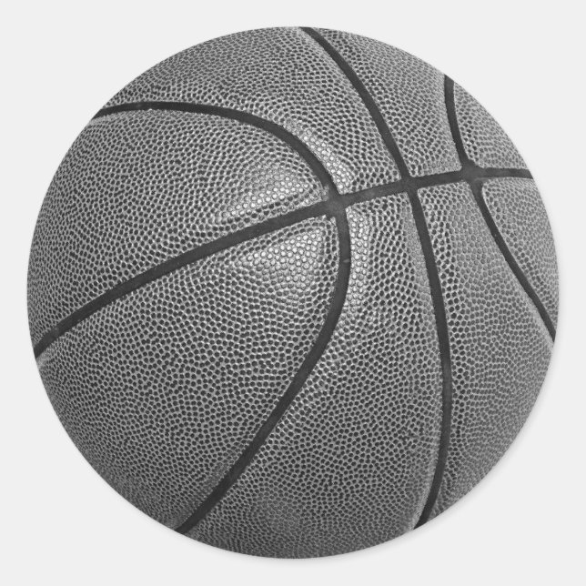 Sticker Rond Basket-ball en niveaux de gris (Devant)