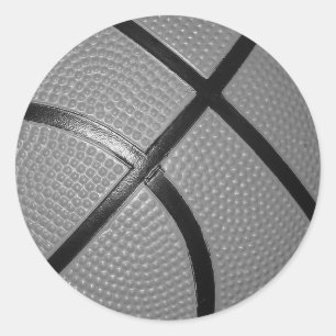 Sticker Rond Basket-ball noir et blanc
