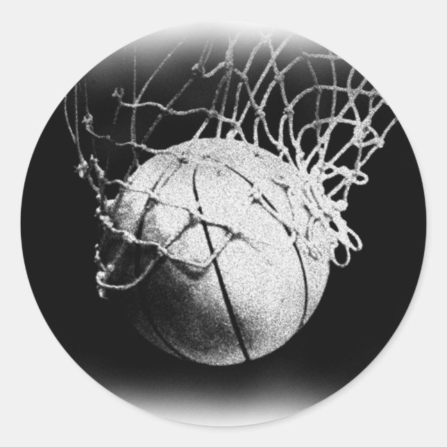 Sticker Rond Basket-ball noir et blanc (Devant)
