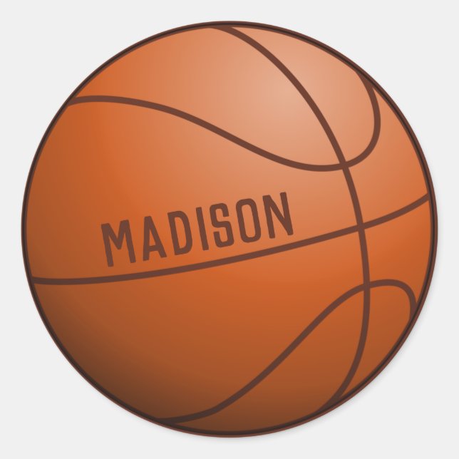 Sticker Rond Basket Ball Nom personnalisé Taille totale (Devant)
