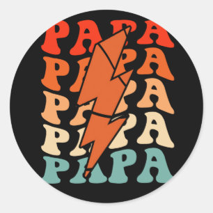 Sticker Rond Basket-ball Papa Retro Super Lightning Bolt Fa