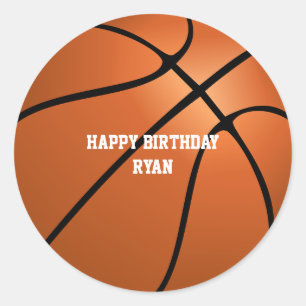 Sticker Rond Basket-ball personnalisé Anniversaire