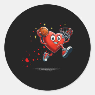 Sticker Rond Basket-ball pour enfants de la Saint-Valentin avec