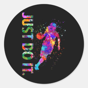 Sticker Rond Basket-ball Vie Aquarelle Art