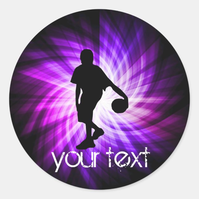 Sticker Rond Basket-ball violet cool (Devant)