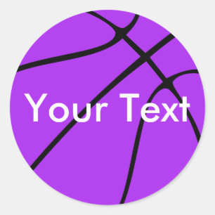 Sticker Rond Basket-ball violet Nom d'équipe personnalisé / Sti
