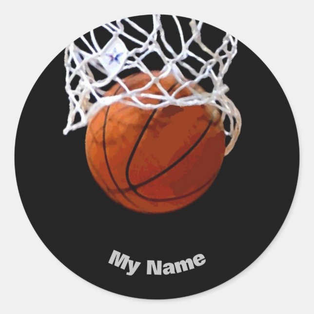 Sticker Rond Basket-ball Votre nom (Devant)