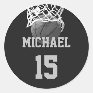 Sticker Rond Basket-ball Votre nom