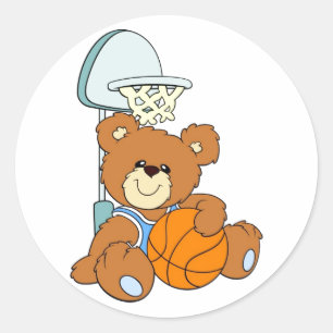 Sticker Rond Basket Teddy Bear