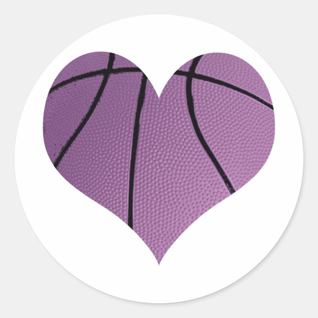 Sticker Rond Basket Violet En Forme De Coeur (Devant)