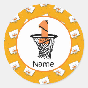 Sticker Rond Basketball 1er anniversaire avec numéro en mini-ce
