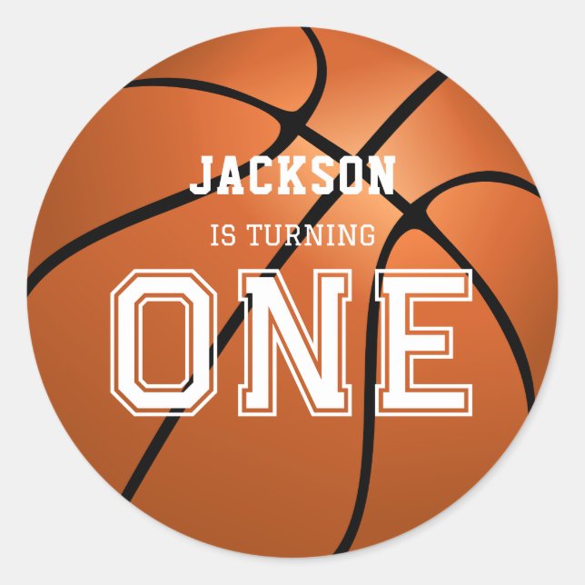 Sticker Rond Basketball 1er anniversaire unique (Devant)