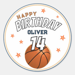 Sticker Rond Basketball Ball Sports Joyeux anniversaire