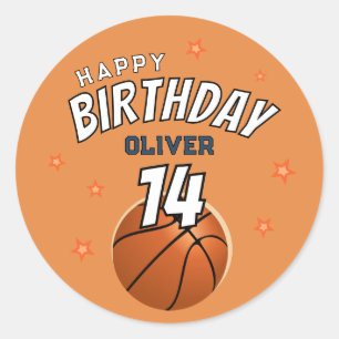 Sticker Rond Basketball Ball Sports Joyeux anniversaire