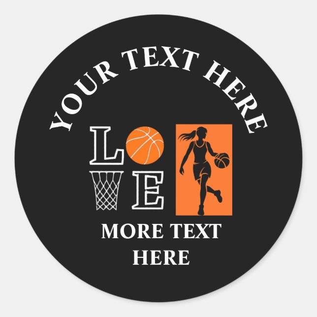 Sticker Rond Basketball Birthday Gift, Basketball Girl Player (Devant)