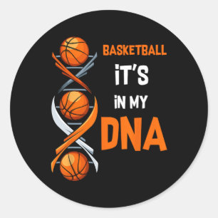 Sticker Rond Basketball C'est dans mon ADN Fun Player Coach Tea