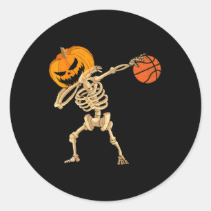 Sticker Rond Basketball Dabbing Skeleton Hommes garçons Hallowe