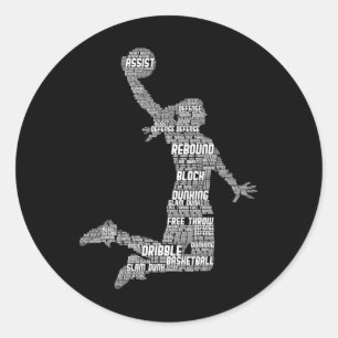 Sticker Rond Basketball Fille Filles Enfants Filles