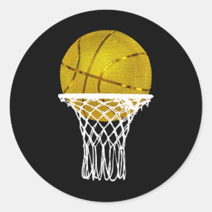 Sticker Rond Basketball Gold Bball Trophée Sport Lover Cadeaux 