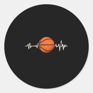 Sticker Rond Basketball Heartbeat - Amour Pour Le Jeu Tee 1