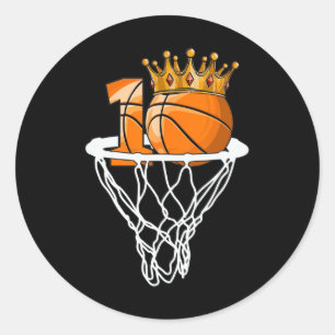 Sticker Rond Basketball Joyeux 10e anniversaire Boy Bball 10 an