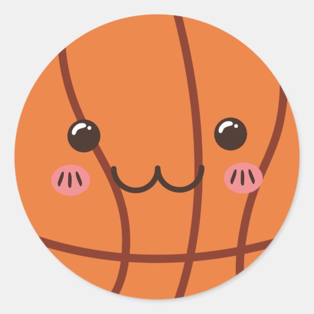 Sticker Rond Basketball Kawaii Ball Emoji Amusante Fête des enf (Devant)