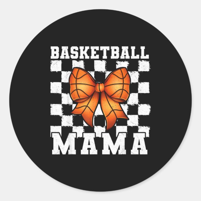 Sticker Rond Basketball Mama Coquette Bow Game Day Funny Srts L (Devant)