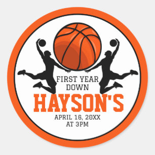 Sticker Rond Basketball première année bas 1er anniversaire