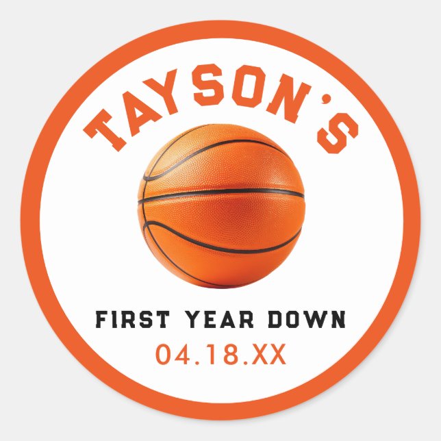 Sticker Rond basketball première année bas 1er anniversaire (Devant)