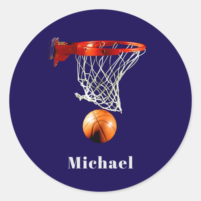 Sticker Rond Basketball Remplacez par Votre Nom (Devant)