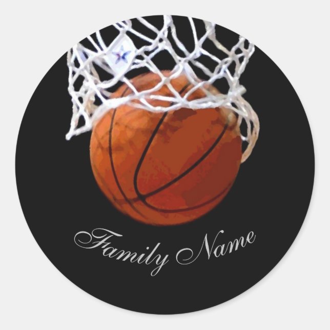 Sticker Rond Basketball Votre Nom Calligraphie Script (Devant)